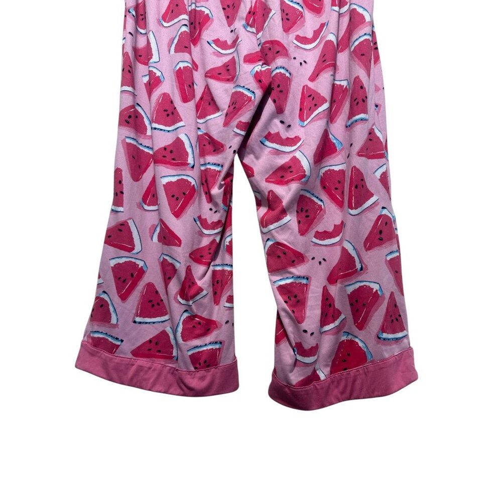 Munki Munki Watermelon Print Pajama Set Womens Large Pink Top & Wide Leg Capri - Picture 16 of 16